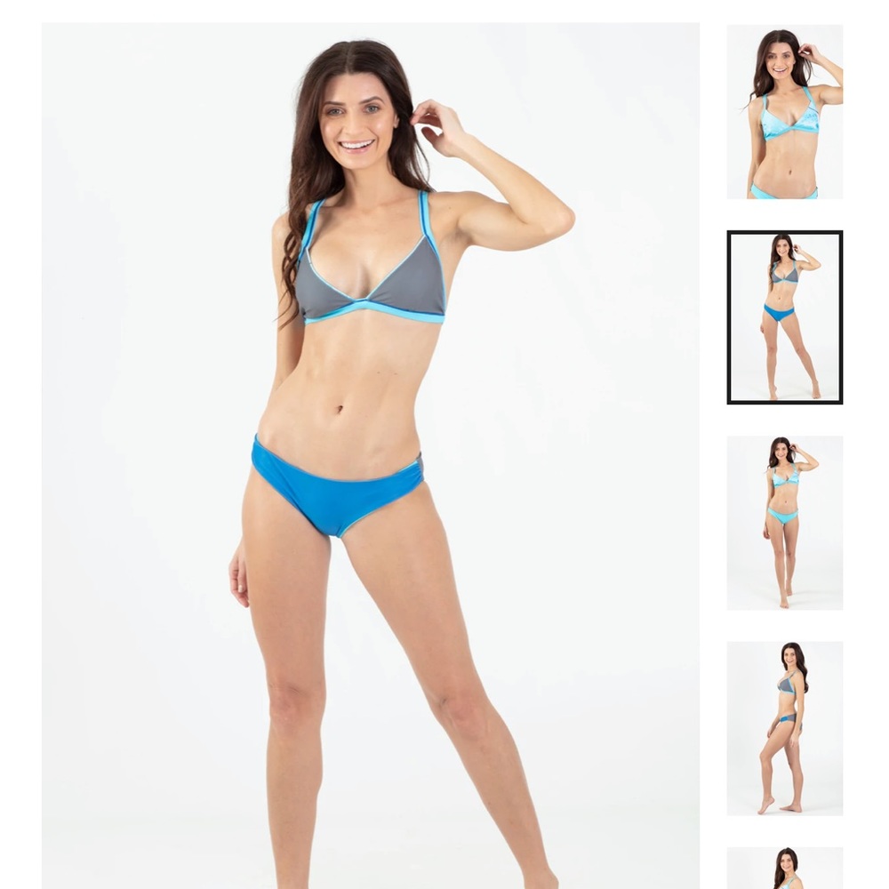 WAVE LIFE Small Blue marlin reversible triangle bikini top and bottom racerback